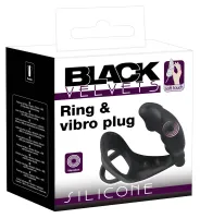 black velvets - pierścień wibracyjny z anatomiczną nakładką, czarny