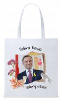 Prezydent Andrzej Duda Torba Eco Biała Shopper Z Nadrukiem Ze Zdjęciem