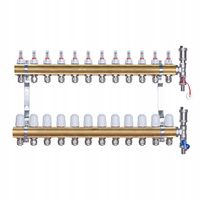 Rozdzielacz mosiężny do podłogówki 12 obwodów sekcji kolektor do rur PEX