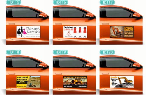 Magnes na samochód reklama magnetyczna 60x30 USŁUGI SPRZĄTANIE dużo wzorów na Arena.pl