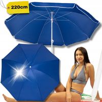 NIEBIESKI PARASOL 220cm NA PLAŻĘ PLAŻOWY OGRODOWY ŁAMANY SKŁADANY BIWAKOWY