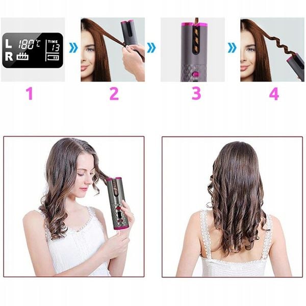 Lokówka automatyczna BEZPRZEWODOWA do włosów loków STYLIZACJI obrotowa LCD zdjęcie 9