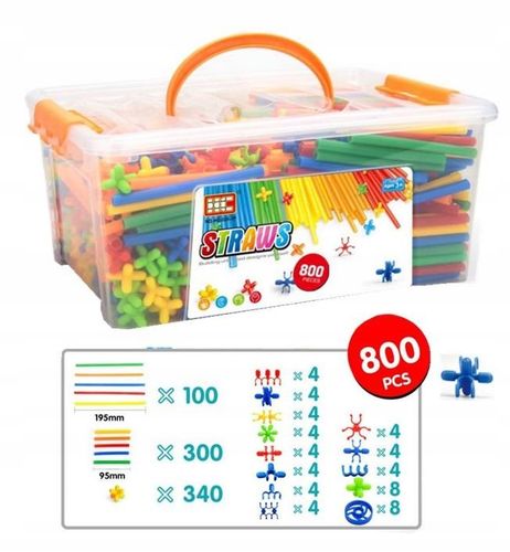 Klocki Konstrukcyjne Słomki Patyczki do Budowania Zestaw XL 800 elementów na Arena.pl