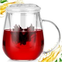 Kubek z Zaparzaczem Pokrywką Zaparzacz Szklany do Herbaty Ziół 530 ml