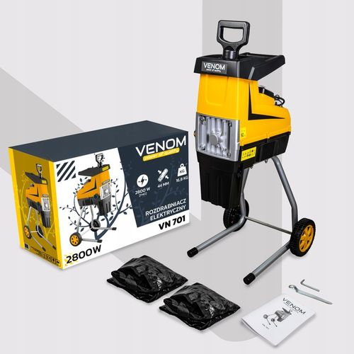 ELEKTRYCZNY ROZDRABNIACZ VENOM RĘBAK DO GAŁĘZI PRO MOCNY SILNIK 2X na Arena.pl