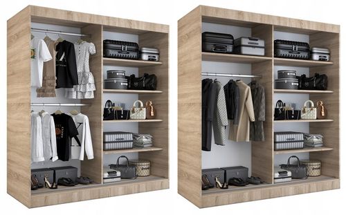 Szafa przesuwna 180cm 2 wnętrza ANTRACYT + ARTISAN na Arena.pl