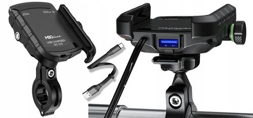 UCHWYT MOTOCYKLOWY NA TELEFON SZYBKA ŁADOWARKA USB QC3.0 MOTOCYKL + KABEL na Arena.pl