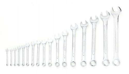 ZESTAW KLUCZY PŁASKO OCZKOWYCH 17 ELEMENTÓW MOCNE KUTE HARTOWANE na Arena.pl