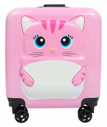 KOT KOTEK WALIZKA 3D DZIECIĘCA BAGAŻ SZYFR DLA DZIECI 4 KÓŁKA na Arena.pl