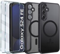 2x SZKŁO+ ETUI WZMACNIANE MAGSAFE CASE CZARNY MATT do SAMSUNG GALAXY S24 FE