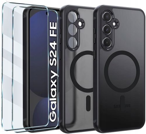 2x SZKŁO+ ETUI WZMACNIANE MAGSAFE CASE CZARNY MATT do SAMSUNG GALAXY S24 FE na Arena.pl