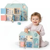 Tablica manipulacyjna Mamabrum Montessori domek z 5 zamkami 30,2 cm