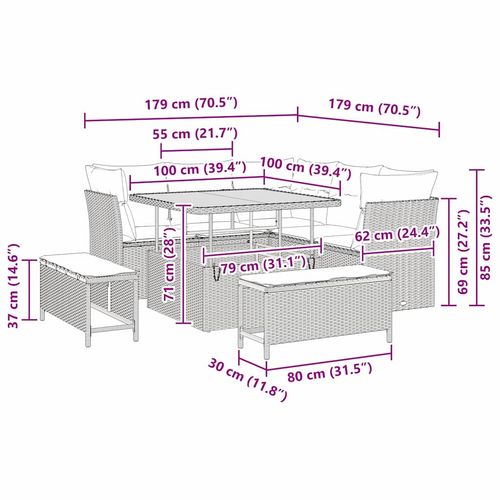 Zestaw Sof na Ogród 8 pcs Beżowy polirattan na Arena.pl
