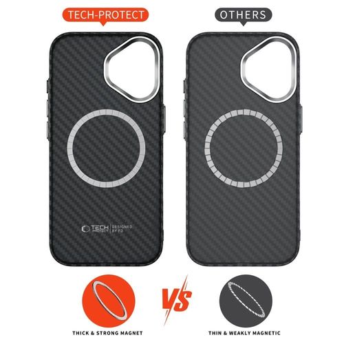 Etui Tech-Protect Ion Carbon MagSafe na iPhone 17 - czarno-srebrne na Arena.pl
