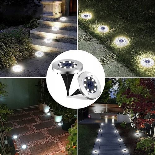 LAMPKI SOLARNE OGRODOWE GRUNTOWE ŚWIECĄCY DYSK x12 na Arena.pl