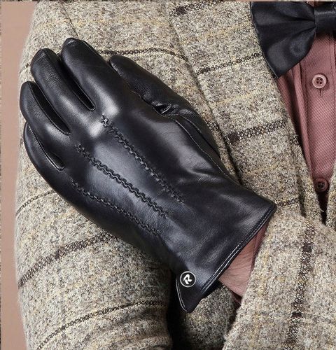 DOTYKOWE RĘKAWICZKI SKÓRZANE MĘSKIE SKÓRA CIELĘCA OCIEPLANE MIŚ roz. L na Arena.pl