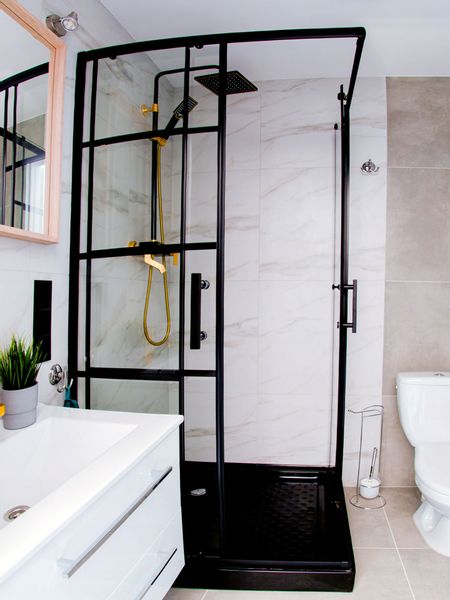 Czarny brodzik 100x100 ze stelażem Loft zdjęcie 3