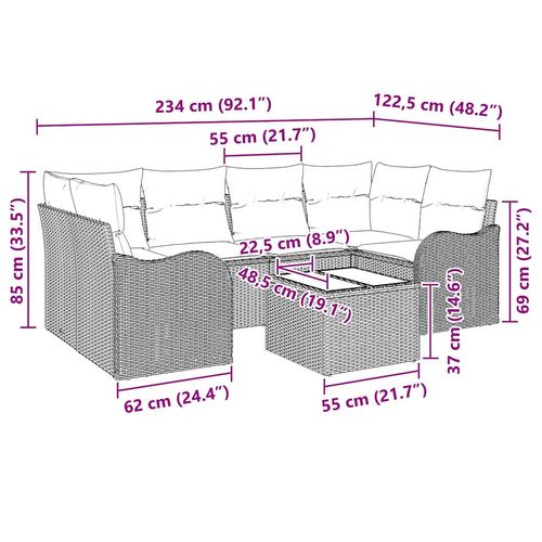 Zestaw Sof na Ogród z poduszką 7 pcs Jasnoszary i ciemnoszary na Arena.pl