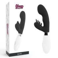 glossy elvi czarny - silikonowy masażer krolik 10 trybow, 12 cm