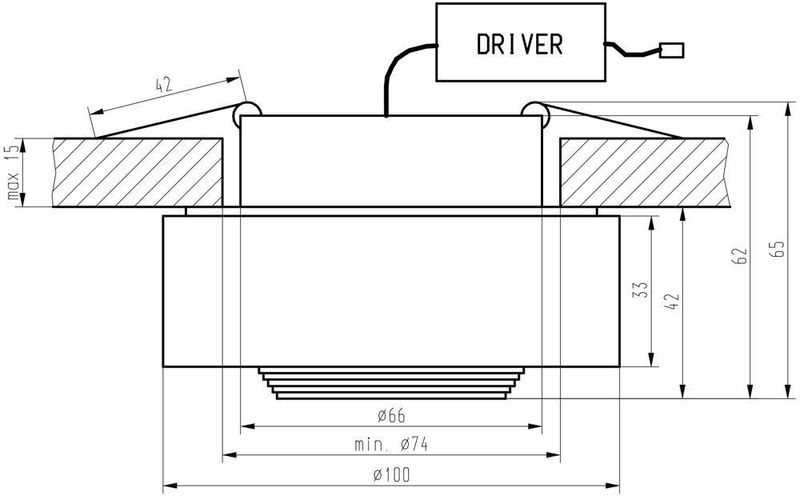 SS-33 AL/TR 3W LED cob 230V opr. strop. stała okrągła szkło transparentne zdjęcie 4