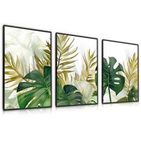 Zestaw 3X Plakat W Ramie Liście Egzotyczne Monstery Natura 60cm x 80cm