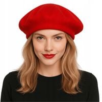 BERET FRANCUSKI DAMSKI DAMSKI ÉTOILE DU MATIN CZERWONY