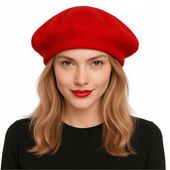 BERET FRANCUSKI DAMSKI DAMSKI ÉTOILE DU MATIN CZERWONY