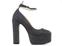 Czarne brokatowe półbuty na platformie 38