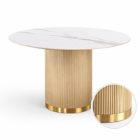 Okrągły stół glamour złoty ryflowany Luna Gold 120x75