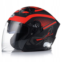 OTWARTY KASK MOTOCYKLOWY CZERWONY MATT SKUTER CHOPPER HOMOLOGACJA BLENDA L