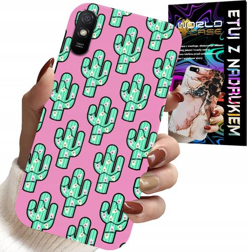 ETUI DO XIAOMI REDMI 9A - KAKTUSY, KAKTUS NA RÓŻOWYM TLE + FOLIA na Arena.pl