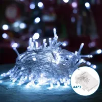 Lampki choinkowe sznur 150 LED na baterie 15 m zimne 8 trybów