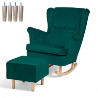 Turkusowy Fotel Bujany Uszak + Podnóżek + Nogi + Poduszka