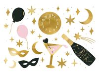 Tatuaże zmywalne na sylwestra New Year's Eve mix, 10 szt.