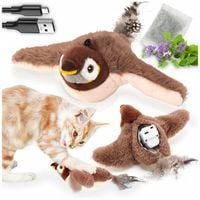 INTERAKTYWNA ZABAWKA DLA KOTA PLUSZOWY PTAK RUCHOMY PTASZEK + KOCIMIĘTKA