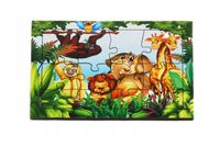 Drewniana kolorowa układanka dla dzieci Zabawka PUZZLE ZWIERZĘTA 12 el