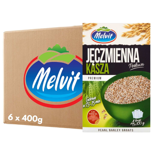 MELVIT Premium Kasza jęczmienna perłowa 400 g (4 torebki)  x 6 sztuk na Arena.pl