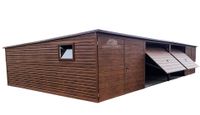 GARAŻ BLASZANY 12M X 5M POZIOM - SPAD TYŁ 4X BRAMA - 12X5 GB207