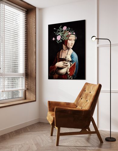 Plakat dama z łasiczką da Vinci 21x30 cm w czarnej ramie na Arena.pl