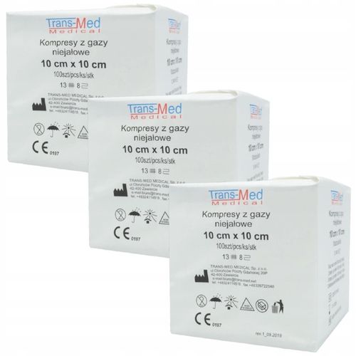 KOMPRESY NIEJAŁOWE GAZY BAWEŁNIANE 10x10cm 300 szt na Arena.pl