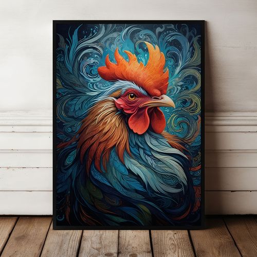 Plakat obraz kura w ramie 21x30 cm w czarnej ramie na Arena.pl