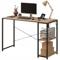 Biurko komputerowe stolik loft jasny brąz eleganckie z półkami industrialne