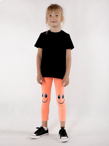 Legginsy dziewczęce getry długie 7/8 uśmiech pomarańczowe 110-116 YOCLUB na Arena.pl