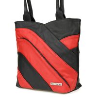 Czarno- Czerwona Skórzana Damska Torba Na Ramię Beltimore  L38