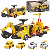 Jeździk 2w1 koparka + 4 autka rozkładany dźwig dźwięk ruchoma łyżka ZH922