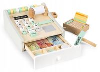 Drewniana Kasa sklepowa z czytnikiem kart i akcesoriami na Prezent Daisy