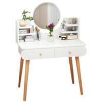 DUŻA BIAŁA  TOALETKA KOSMETYCZNA Z LUSTREM DO MAKIJAŻU STYL SKANDYNAWSKI