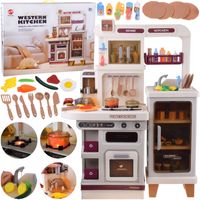 DUŻA INTERAKTYWNA BEŻOWA KUCHNIA DLA DZIECI ŚWIATŁO