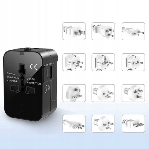 PRZEJŚCIÓWKA ADAPTER GNIAZDKA PODRÓŻNY USA UK EU CAŁY ŚWIAT 2 USB ŁADOWARKA na Arena.pl