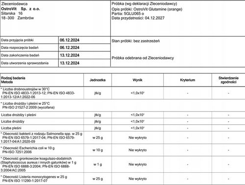 OstroVit Glutamine 500 g GLUTAMINA AMINO na Arena.pl